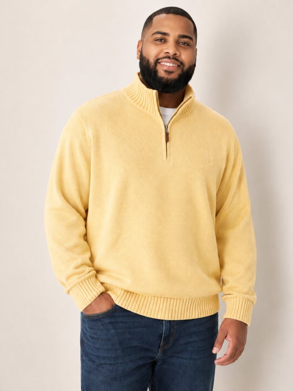 IZOD Big 2XL Yellow 1/4 Zip Mock Neck Sweater Men's NWT